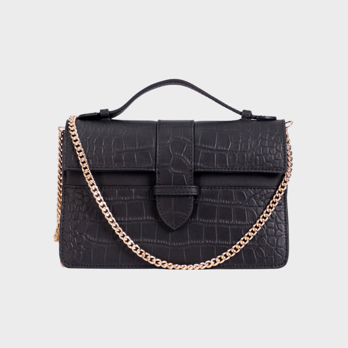 Chez La Mer Lille Bag Crocodile Black leather