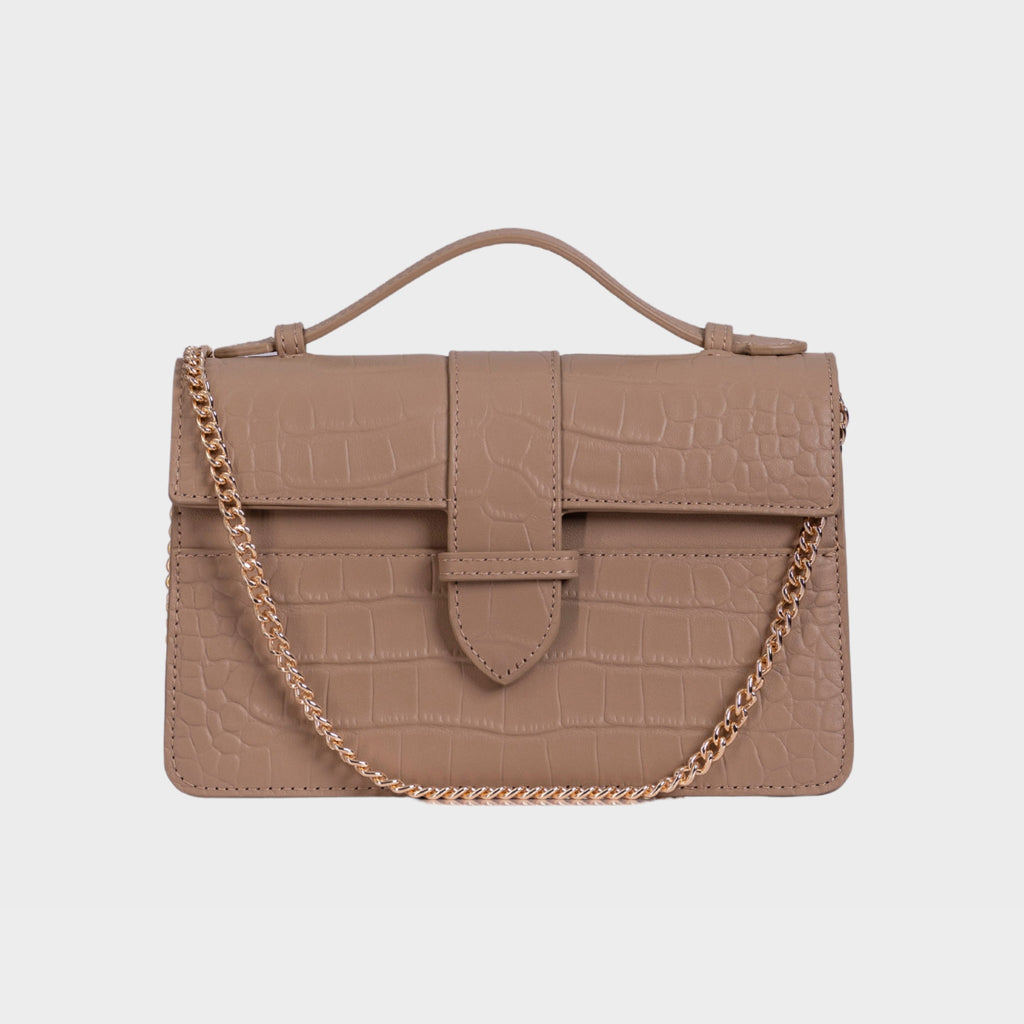 Chez La Mer Lille Bag Crocodile Nude leather