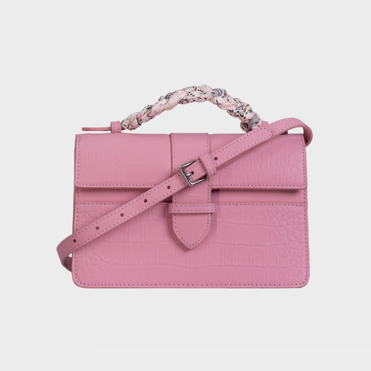 Chez La Mer Lille Bag Crocodile Pink leather