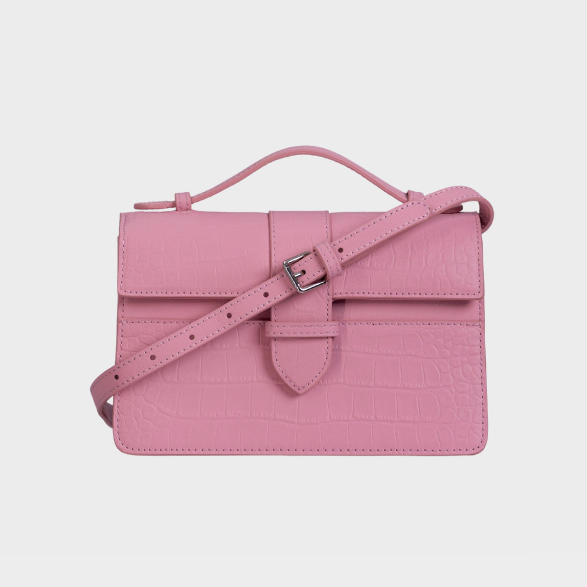 Chez La Mer Lille Bag Crocodile Pink leather