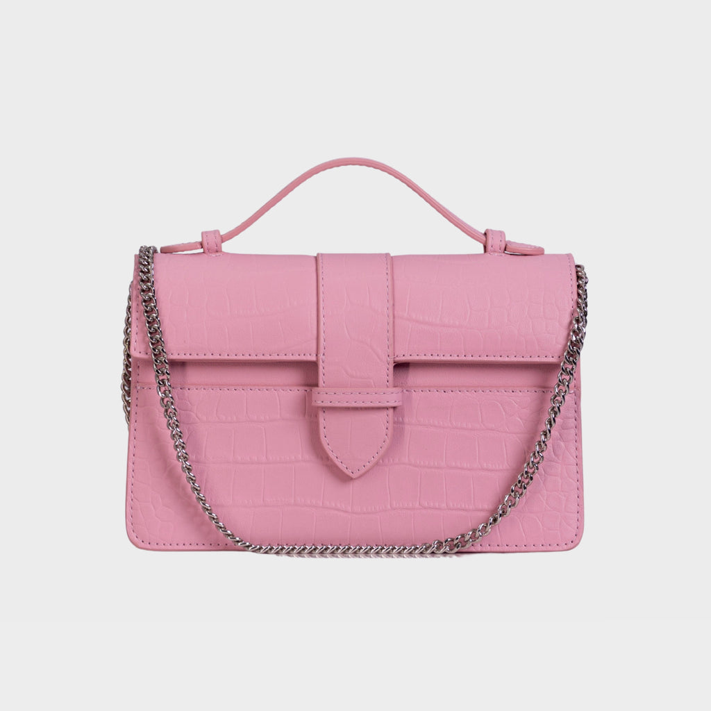 Chez La Mer Lille Bag Crocodile Pink leather