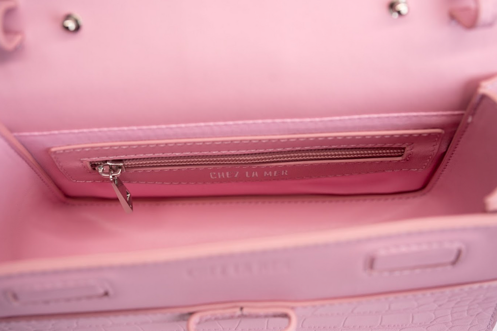 Chez La Mer Lille Bag Crocodile Pink leather