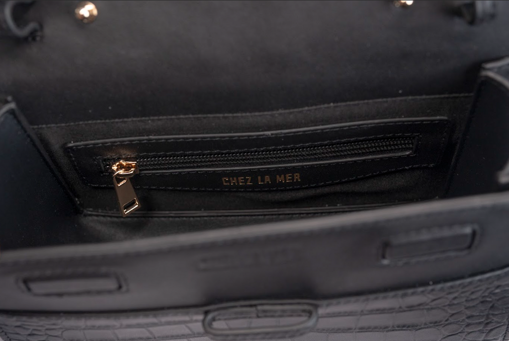 Chez La Mer Lille Bag Crocodile Black leather