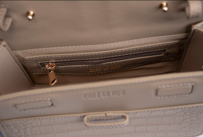 Chez La Mer Lille Bag Crocodile Nude leather