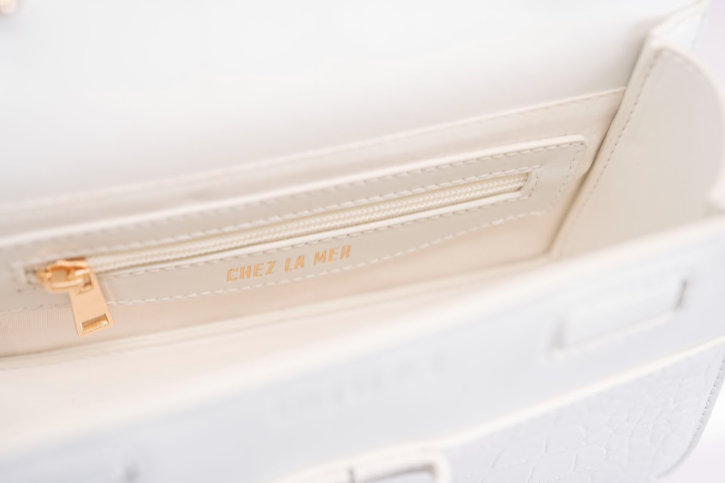 Chez La Mer Lille Bag Crocodile White leather