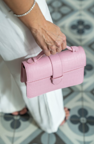 Chez La Mer Lille Bag Crocodile Pink leather