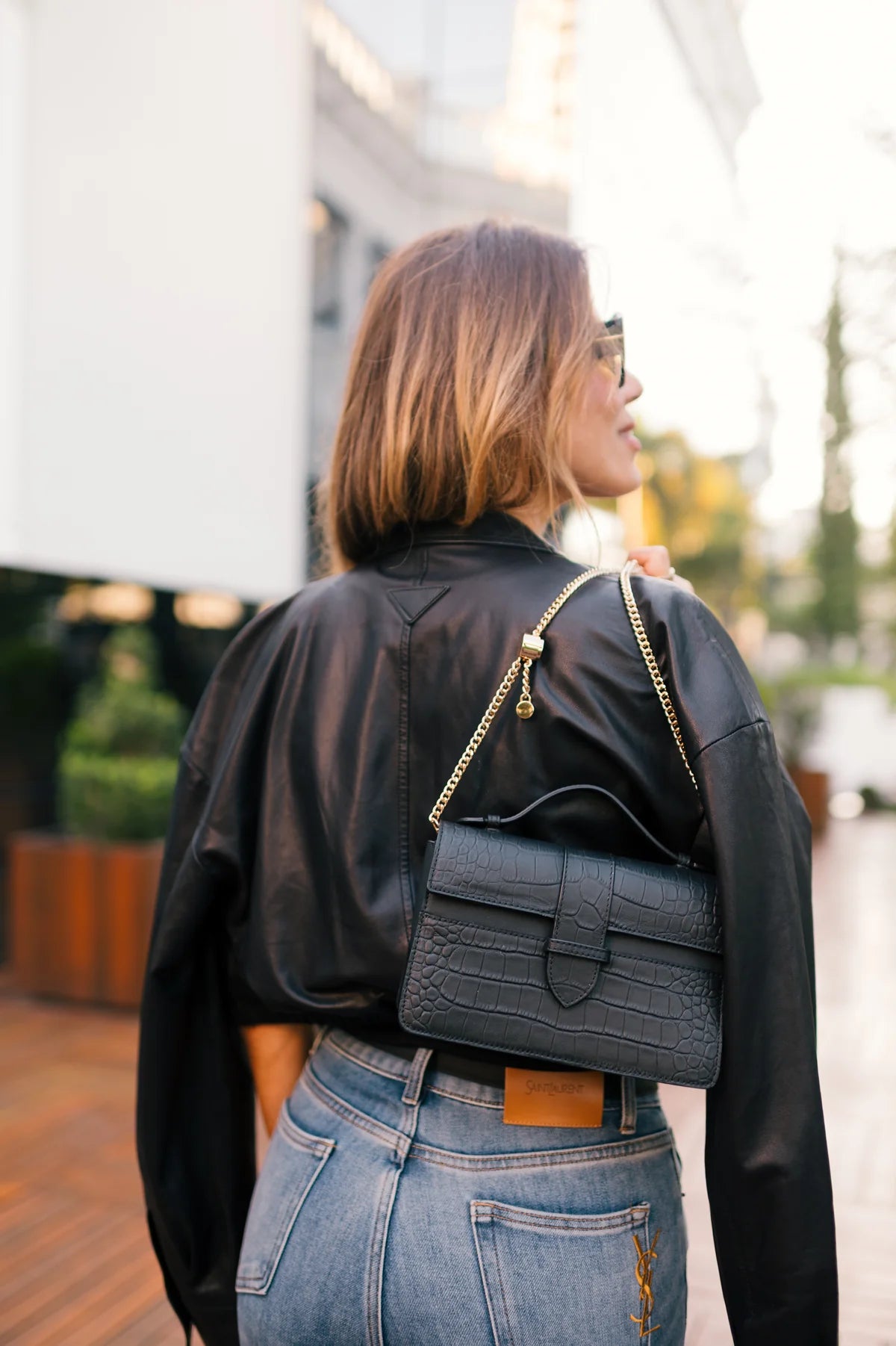 Chez La Mer Lille Bag Crocodile Black leather