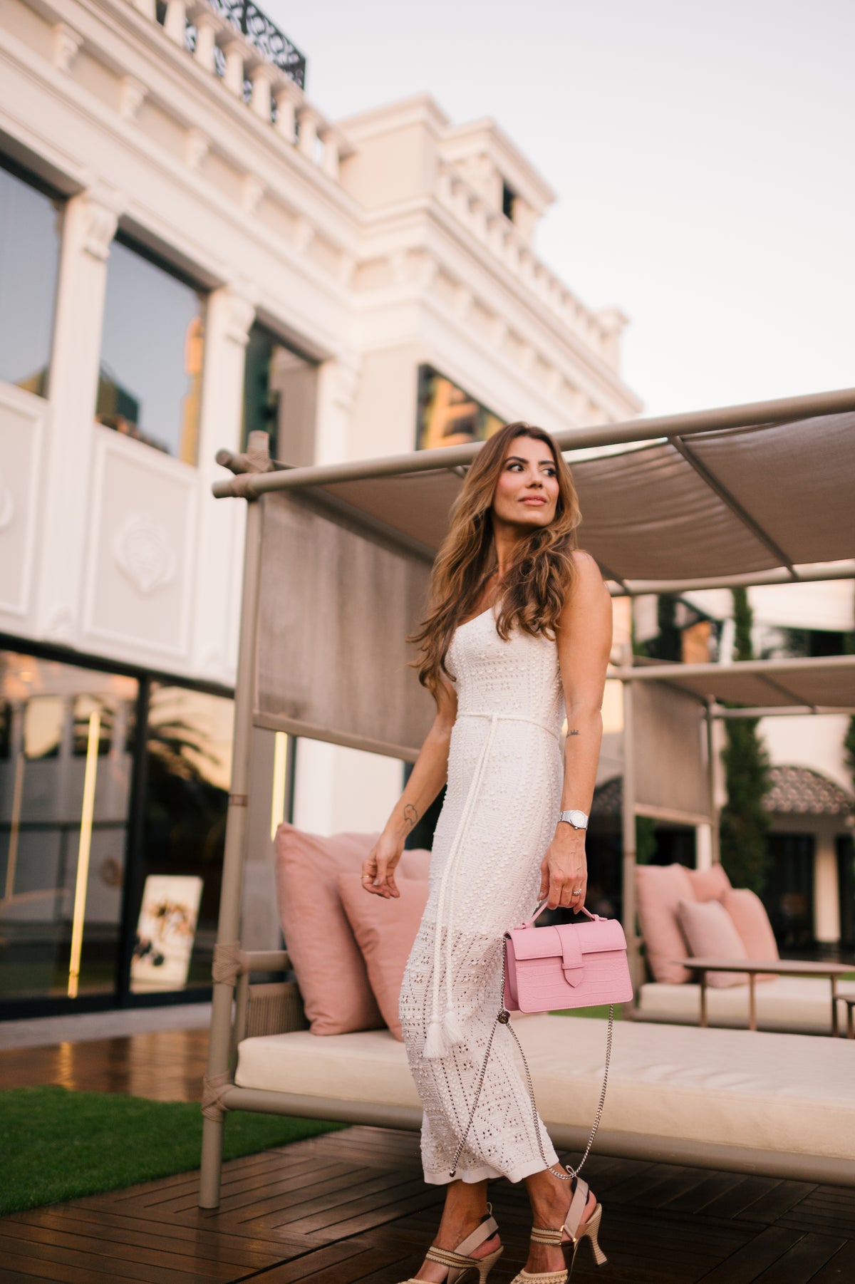 Chez La Mer Lille Bag Crocodile Pink leather