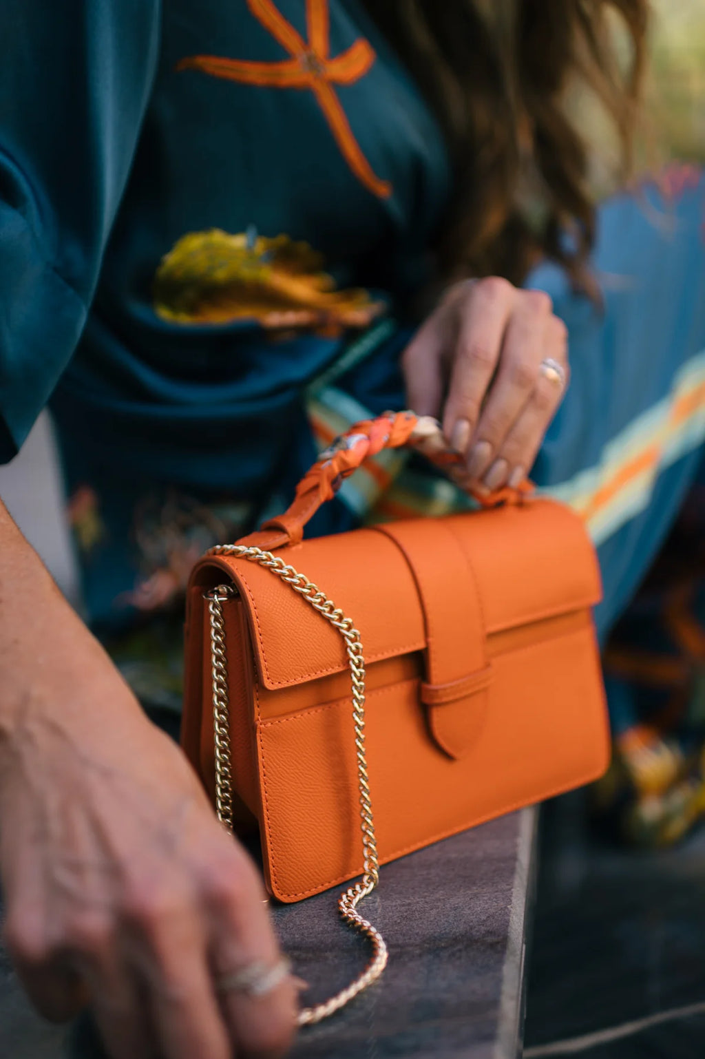 Chez La Mer Lille Bag Orange Epsom Leather