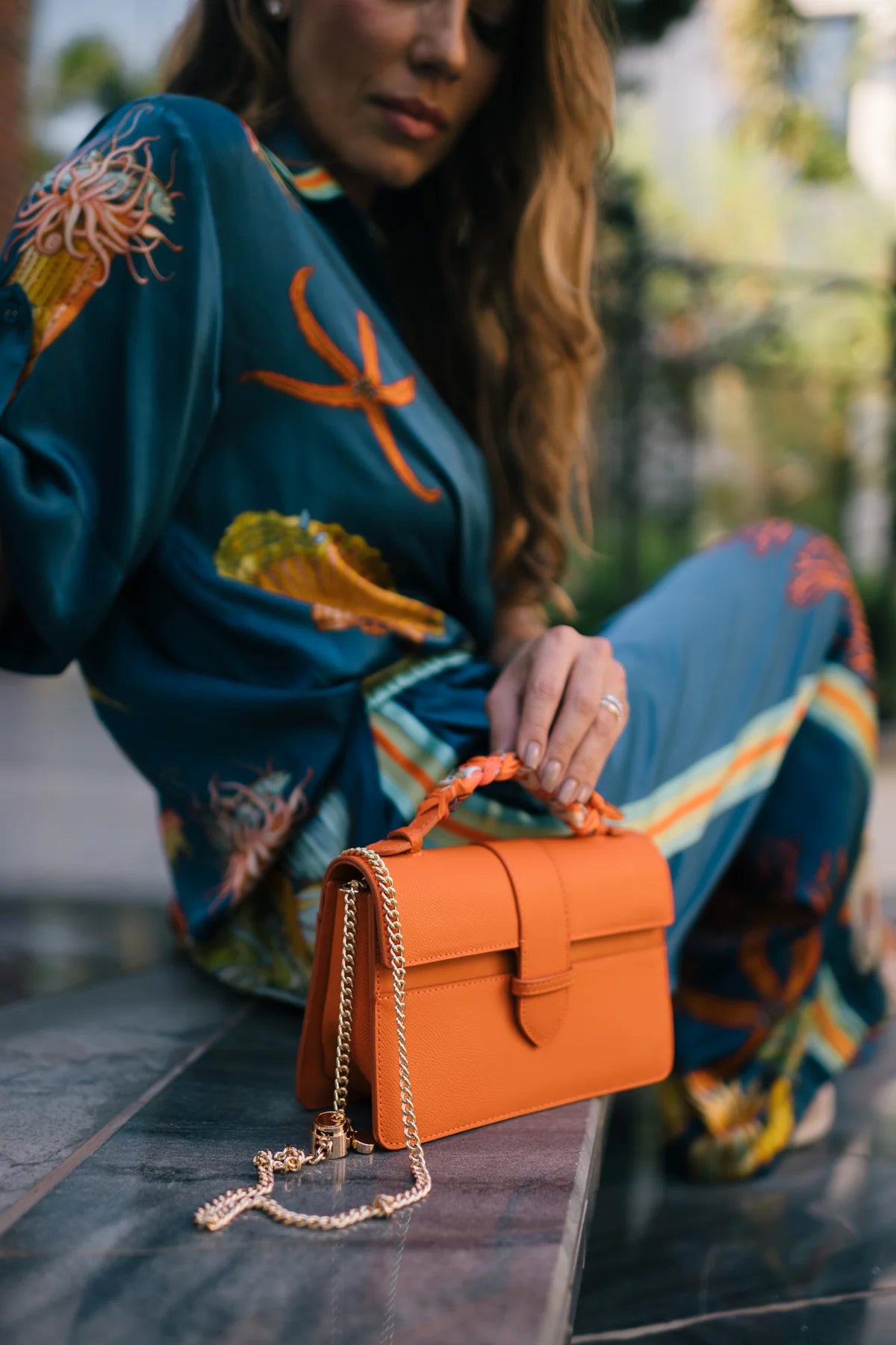 Chez La Mer Lille Bag Orange Epsom Leather