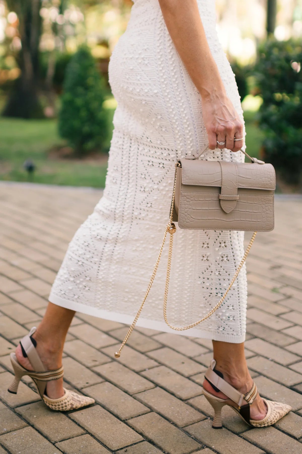 Chez La Mer Lille Bag Crocodile Nude leather