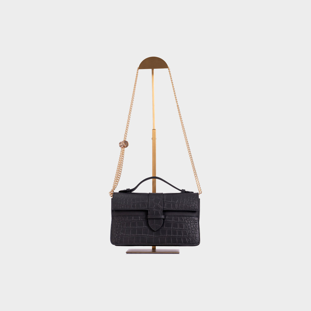 Chez La Mer Lille Bag Crocodile Black leather