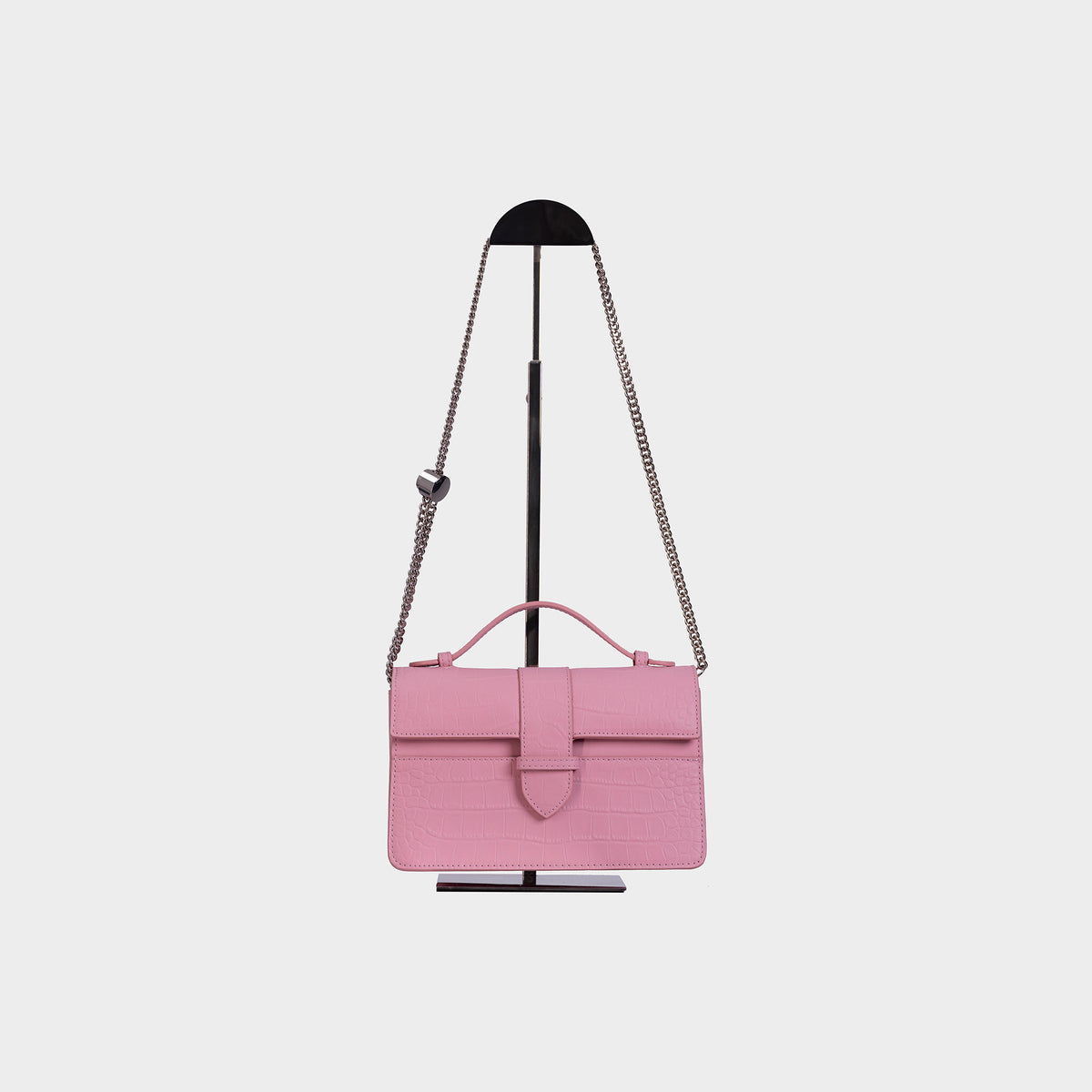 Chez La Mer Lille Bag Crocodile Pink leather